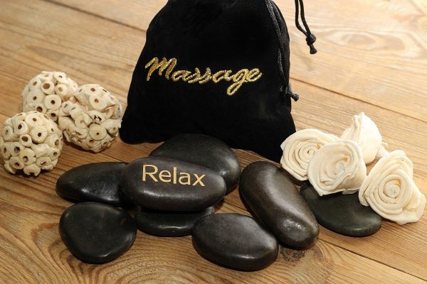 massage, stones, black